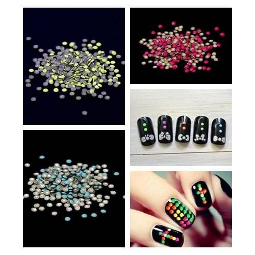 2mm Multicolor Round Glue Backing Iron On Alloy Nails Art Stickers Tips Glitter Metal Nail Tools DIY Phone Decoration Stamping