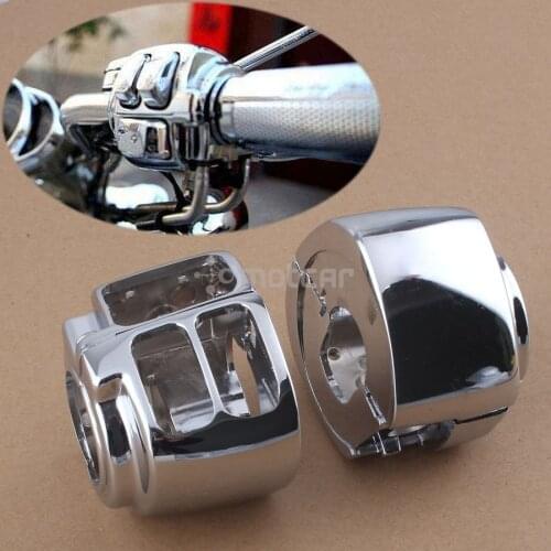 2pcs Motorcycle Aluminum Chrome Handlebar Switch Housing Cover For Harley Dyna Sportsters Softail V-Rod Touring 2009-Later