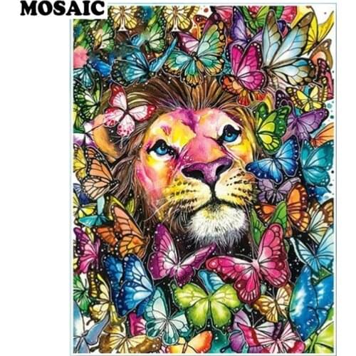 30x40 Diamond Painting colorful lion Full Drill Square/Round Diamond Embroidery Animal Kits Handmade butterfly Room Decoration