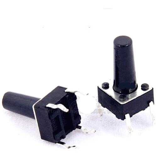 Free shipping 100PCS Black square 6*6*14MM square four feet Light touch switch