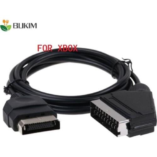 BUKIM 5 pcs Black 1.8M/6FT 24Pin RGB Scart AV Cable Lead Audio Video Connector for XBOX Classic console