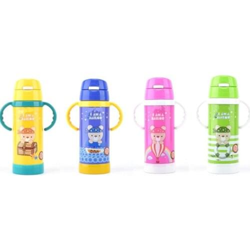 2019 New Bpa Free 18/8 Stainless steel children Vacuum Flask Insulated Double Wall Kettle Portable Handle Straw Water Bottle