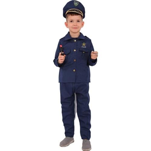 Children Boys Police Costumes Halloween Cosplay Party Costumes For Children Performance Police Costumes Roles Play Cool