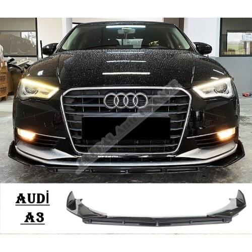 For Audi A3 Front Bumper Attachment Lip 2010-2020 Piano Glossy Black Splitter Diffuser Universal Spoiler Bumper Mud Flaps Sport