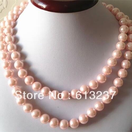 European shell round classical simulated-pearl 10mm beads diy high quality long chain necklace jewelry making 36 inch MY3328