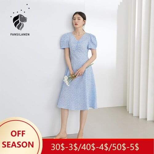 Синие летние платья FANSILANEN China At AliExpress