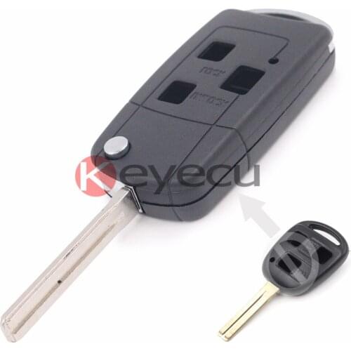 KEYECU Brand New Replacement Housing Shell Folding Flip Remote Key Keykess Case Fob 3 Button For Lexus ES GS RX SC LS