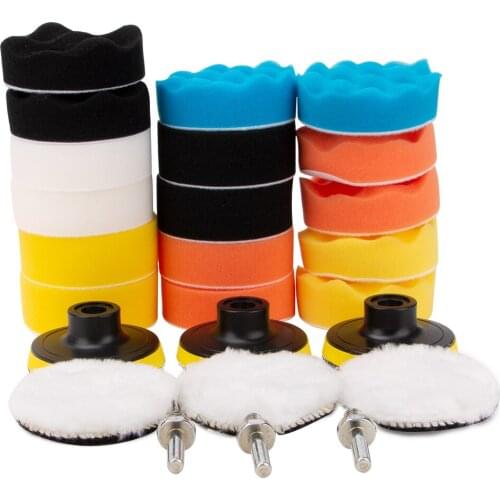 25/22/19pcs Car Polishing Pads For Drill 3 Inch Polishing Pads Kits Sponge Waxing Buffing Pad For Auto Backer Car Repair Care