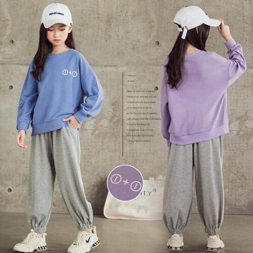 Teen Girls Clothing Set for Kids Spring Sports Suit 2021 New Sweatshirt Casual Pants Tracksuit Children Sweater Wholesale 8 10 Y