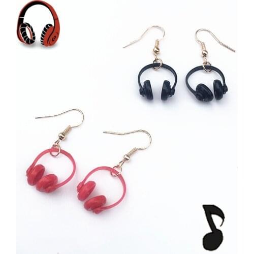 Cold Play Mini Creative Earphone Hip-hop Earrings for Teen Women Girls Hand-made Cool INS Earphones Earring Cute Ear Party Gift