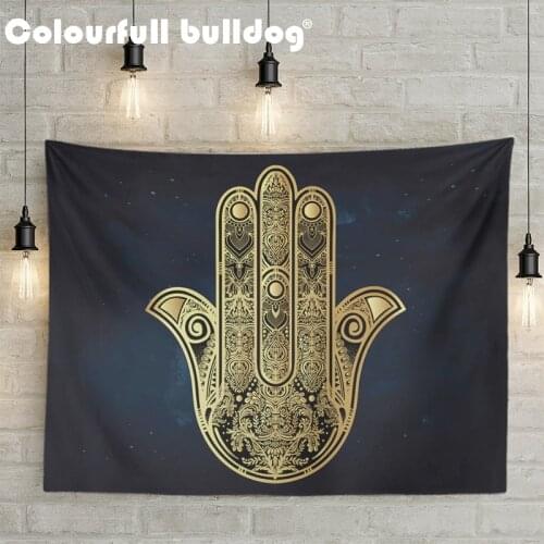 Mandala Hamsa Hand Of Fatima Buddhism Celestial Tapestry Astrology Wall Hanging Flowers Boho Decoration Blanket 200Cm Polyester