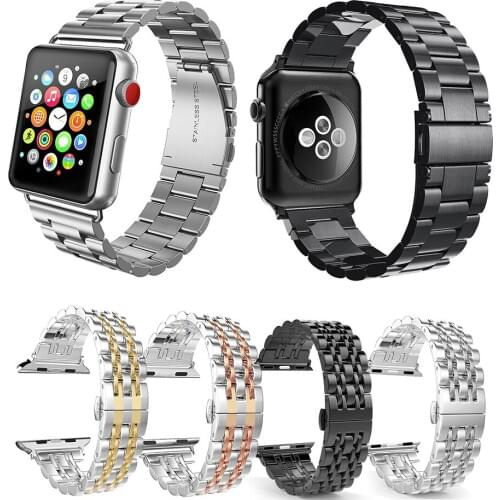 Stainless Steel Metal Replacement Band Butterfly Buckle for Apple Watch 44mm 40mm iwatch Series 5 4 3 2 Sport Edition 38mm 42mm