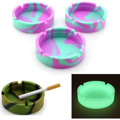 Soft Silicone Circular Ashtray Soft Luminous Smoke Cup Holder for Smoking Cigarette Cigar Ash Tray Holder Eco-Friendly