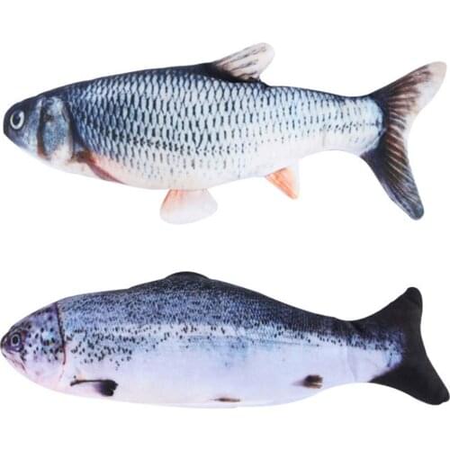 Soft Plush 3D Fish Shape Cat Toy USB Charge Simulation Cat Interactive Toys