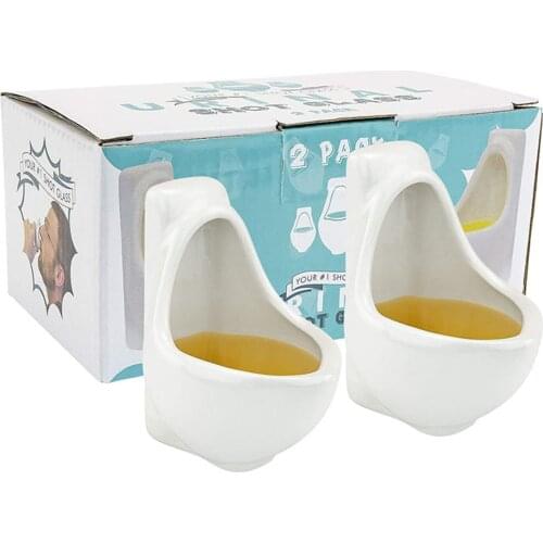 Novelties Party Ceramic Wine Glasses Urinal Shape Toilet Prank Wine Cup Family Friend and Coworker White Elephant Xmas DIN88