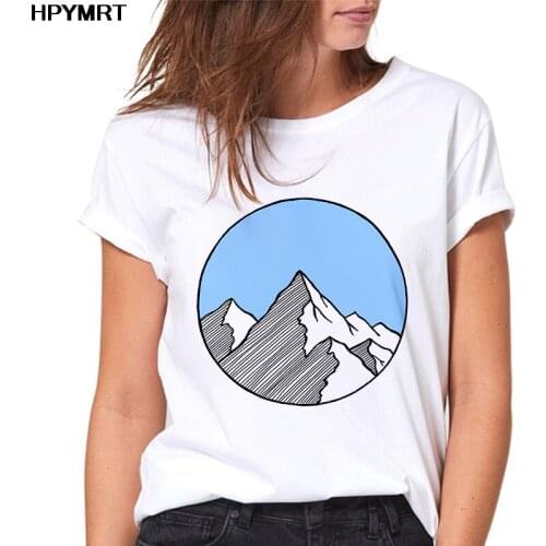 2020 New Summer White Plus Size Womens Tops T Shirt Creative Mountain Peak Women T-shirt Graphic Fun Printed Harajuku TShirt