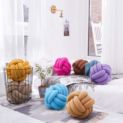 New Round Knotted Plush Ball Nordic Style Stuffed Throw Pillow Waist Back Cushion Home Sofa Bed Decoration Dolls Toys 30cm