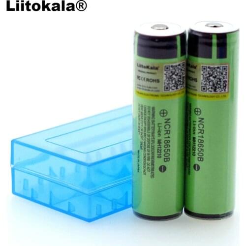 2PCS Liitokala original rechargeable battery 18650 3.7V 3400mah NCR18650B lithium battery protection board + 18650 BOX