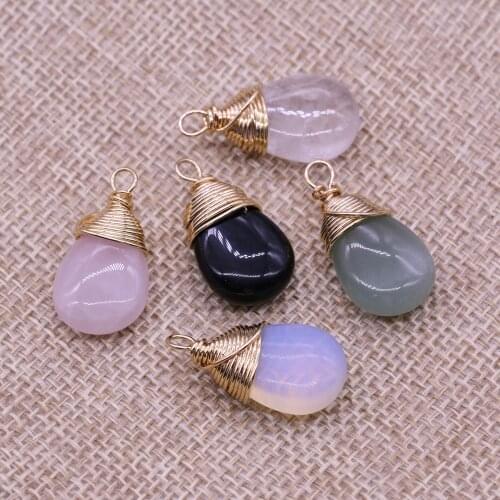 Natural Stone Pendant Drop shape Crystal/Agates Pendant for Charms Jewelry Accessories Making Necklace Earrings