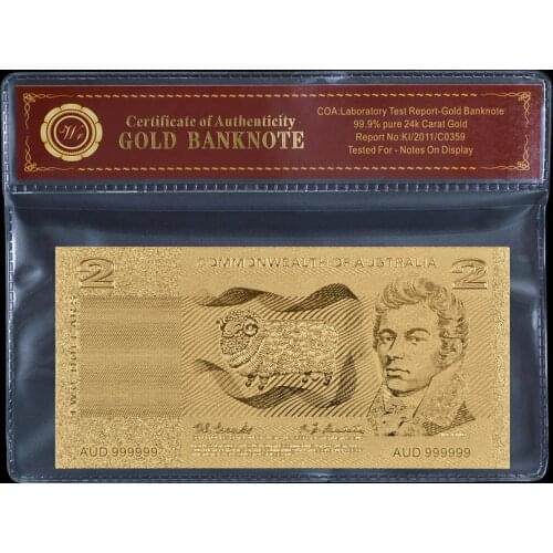Gold plated banknote gift Old AUD2 Pounds Normal gold foil leaf plated coin collection and present