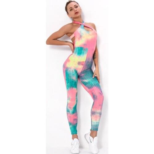 Sexy Backless Yoga Jumpsuit Women Bodysuit Fitness Sports Sets Siamese High Waist Hips Skinny Jumpsuit Romper Clubwear