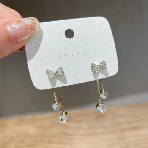 Korean Earrings Fashion Jewelry Oorbellen Bow Tassel Sweet And Cute Statement Earrings For Women Brincos Stud Earrings Wholesale