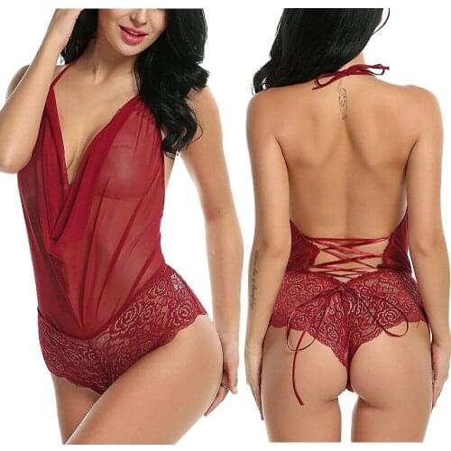 Hot Fashion Women G String Lace Sling Sleepwear Sexy Lingerie Nightwear Underwear Bodysuits plus size Exotic Apparel