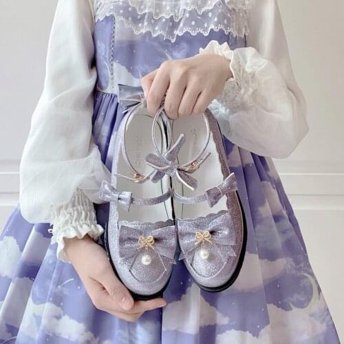 Japanese Sweet Lolita Shoes Vintage Cute Lace Princess Kawaii Shoes Round Head Low Heel Women Shoes Loli Cosplay Women Shoes