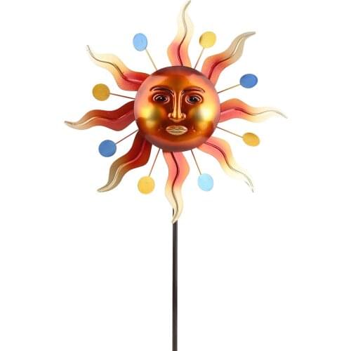 Outdoor Wind Spinner 3D Stainless Steel Laser Cut Metal Art Sun Face WInd Hanging Wind Spinner, Kinetic Yard Art Decor