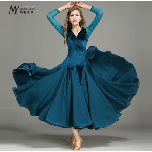 Woman ballroom dress waltz dance dress foxtrot spanish flamenco dress dance wear black dancing clothes standard social dress