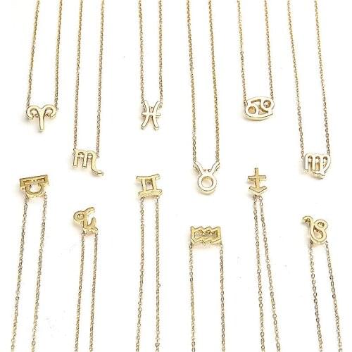 24 Style Necklace Pendant Personalized Twelve Constellations Square Golden Silver Necklace Pendant Necklace Women/Men Gift