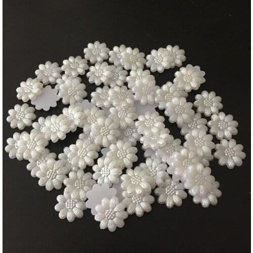 100pcs White Pearl Resin Daisy Flower Flatbacks Embellishments DIY Phone Christmas Decorations Scrapbooking Crafts 12mm