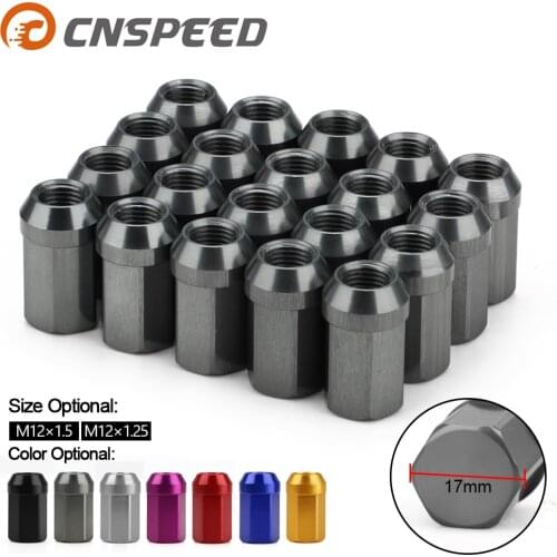 20pcs HEX 17mm M12*1.25 M12*1.5 Lug Nuts JDM Accessories 7075-T6 Aluminum Taper conical seat 32 mm length Wheel Nuts