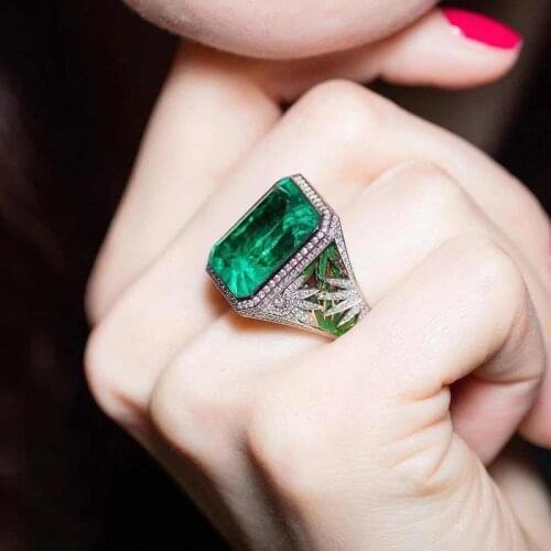 2020 New Arrival Trendy Elegant Green Colors Zircon Finger Rings For Women Wedding Engagement Bridal Jewelry Gift Accessories
