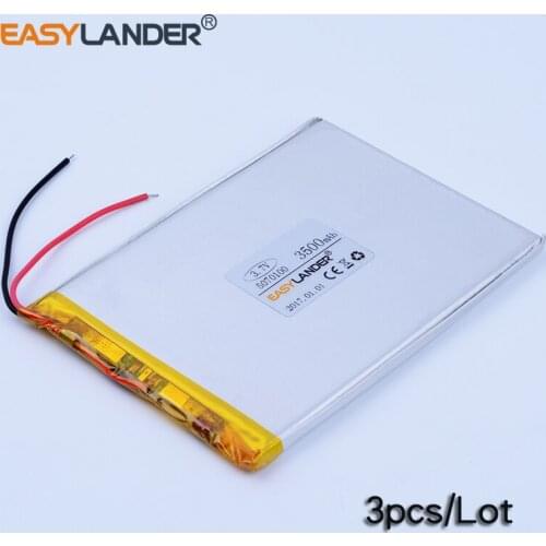 3pcs/Lot 3.7V 3500mAh Rechargeable li-Polymer Li-ion Battery For Bluetooth Notebook Tablet PC mobile power PDA DVD DIY 5070100