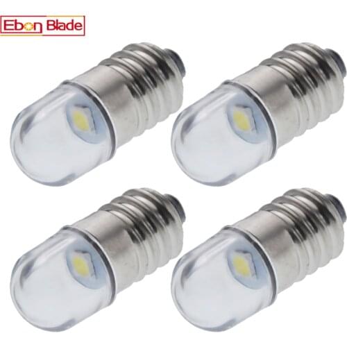 4Pcs E10 3V 6V 12V 24V White 2835 LED Bulb Minature Screw Upgrade Lamp Replacement Flashlight Torch Bicycle DIY Work Mini Light