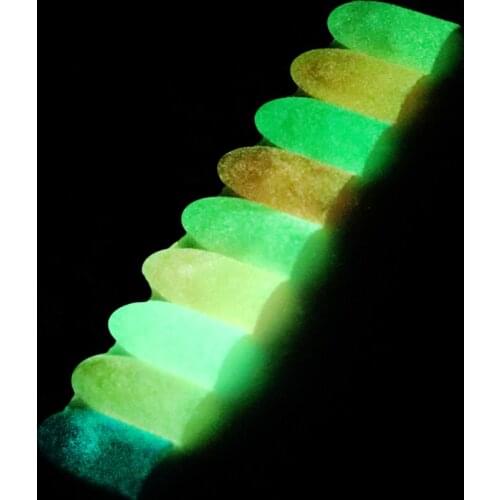 5g/box Luminous Nail Glitter Powder Luminescent Paillette Chrome Super Bright Luminous Nail Powder DIY Nail Fluorescent Powder