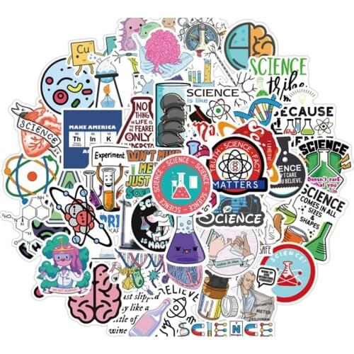 50pcs Funny Science Chemistry Mathematics Mixed Laboratory Symbol Style Stickers Mobile Phone Laptop Phone Skateboard Suitcase