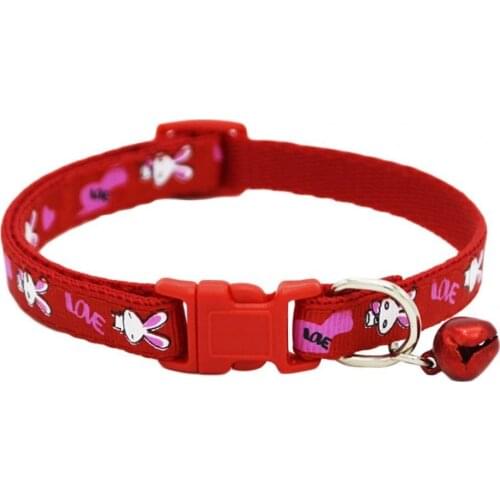 6 Colors Cute Cartoon Rabbit Printed Quick Release Buckle Cat Puppy Dog Collar Necklace Adjustable for Puppy Kittens Wholesale