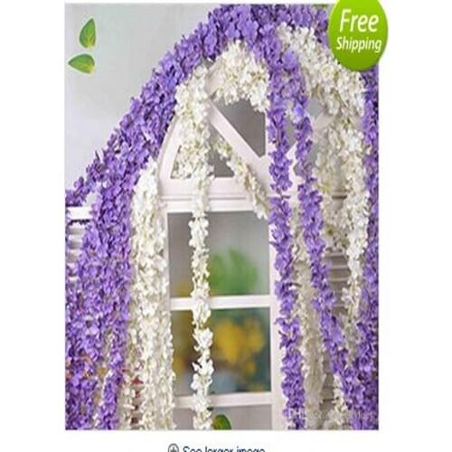 80"(200cm) Super Long Artificial Silk Flower Hydrangea Wisteria Garland For Garden Home Wedding Decoration Supplies 6 Colors
