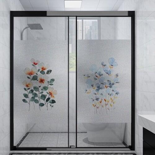Watercolor flowers Glass Film Vinyl Window Sticker Glass Sticker Living Room Decoration Office Frosted Films Window Glass Sticke