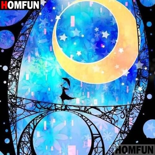 HOMFUN Full Square/Round Drill 5D DIY Diamond Painting "Moon girl" 3D Embroidery Cross Stitch 5D Home Decor A15879