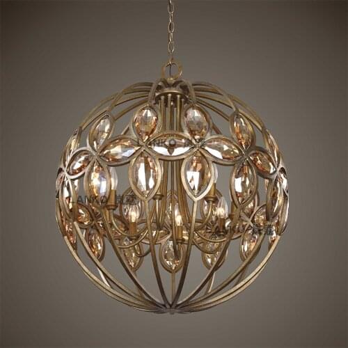 American retro crystal pastoral chandelier French court ball simple retro old bar clothing store lamp