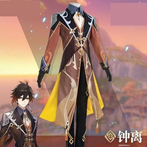 Anime Cosplay Genshin Impact Zhongli Game Suit Uniform Cosplay Costume Halloween Party Outfit Men Carnaval Volwassen Kostuums