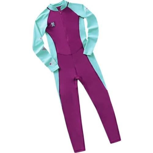 Childrens Long Sleeve Swimsuit Quick Drying One Piece Zipper Swimwear Suit