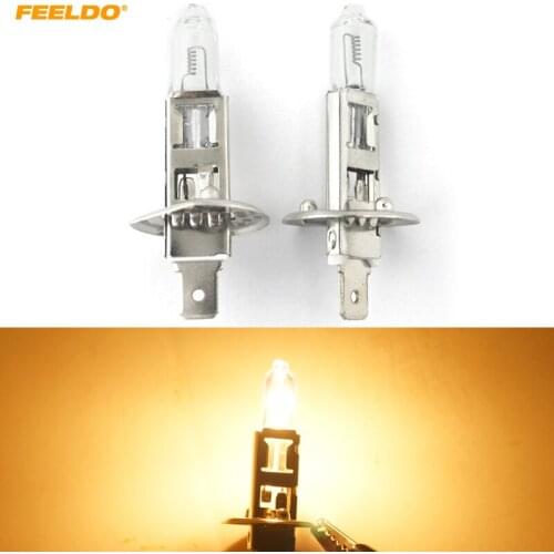 FEELDO 2Pcs Warm White Auto DC 24V 100W H1 Halogen Bulb Truck Bus Headlight Foglight Driving Lamp 3000K #MX1668