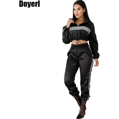 Fluorescence Casual 2 Piece Set Women Tracksuit Set Long Sleeve Crop Top and Pant Sport Suit Jogger Sweatpants Sweat Suits Women