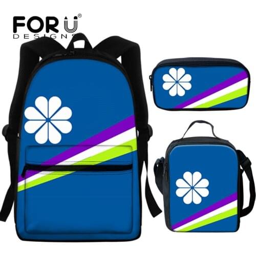 FORUDESIGNS Island Kwajalein Flag Design School Backpack for Gilrs Boys Colorful Backpack Woman Large Travle Bags Bookbags 3Pcs