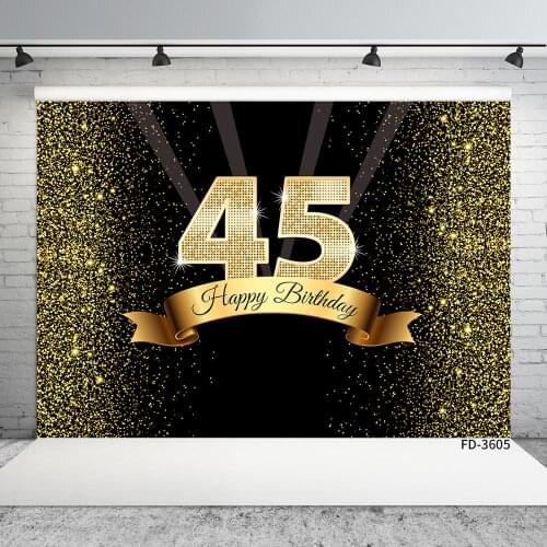 Golden Sand Glitter Sparkle Photographic Backdrops Computer Printed Backgrounds for 45 Birthday Party Photoshoot Photo Studio