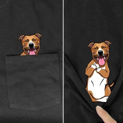German Shepherd In Pocket T Shirt Dog Lovers Black Cotton Men Made in USA Cartoon t shirt men Unisex New Fashion tshirt style-13
